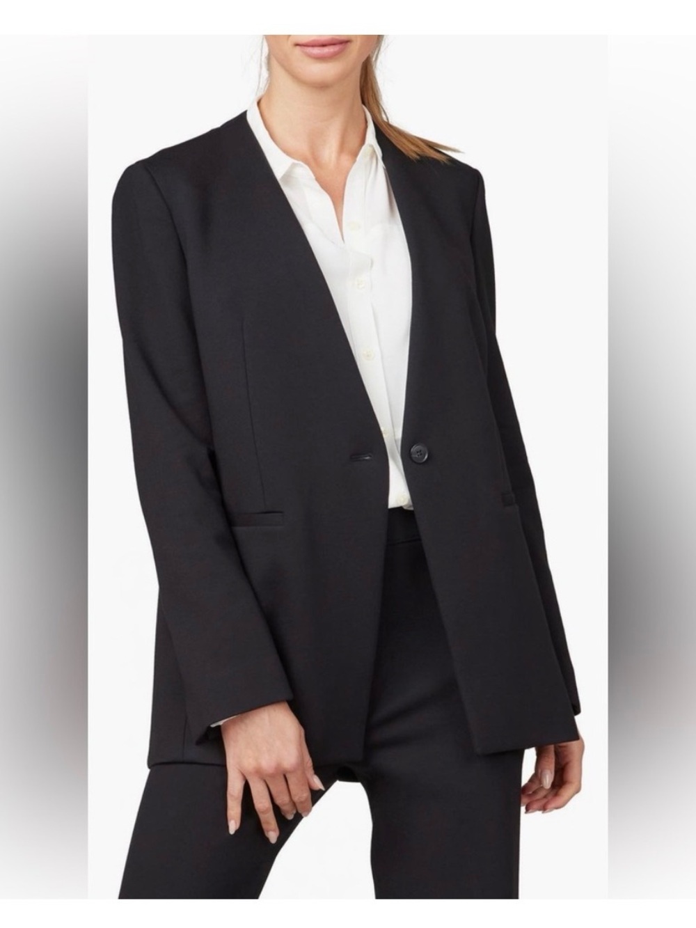 Spanx Collarless Ponte Knit Oversized one Button Blazer.  Small.